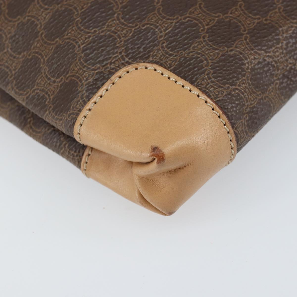 CELINE Macadam Canvas Hand Bag PVC Leather Brown Gold Auth ep13084
