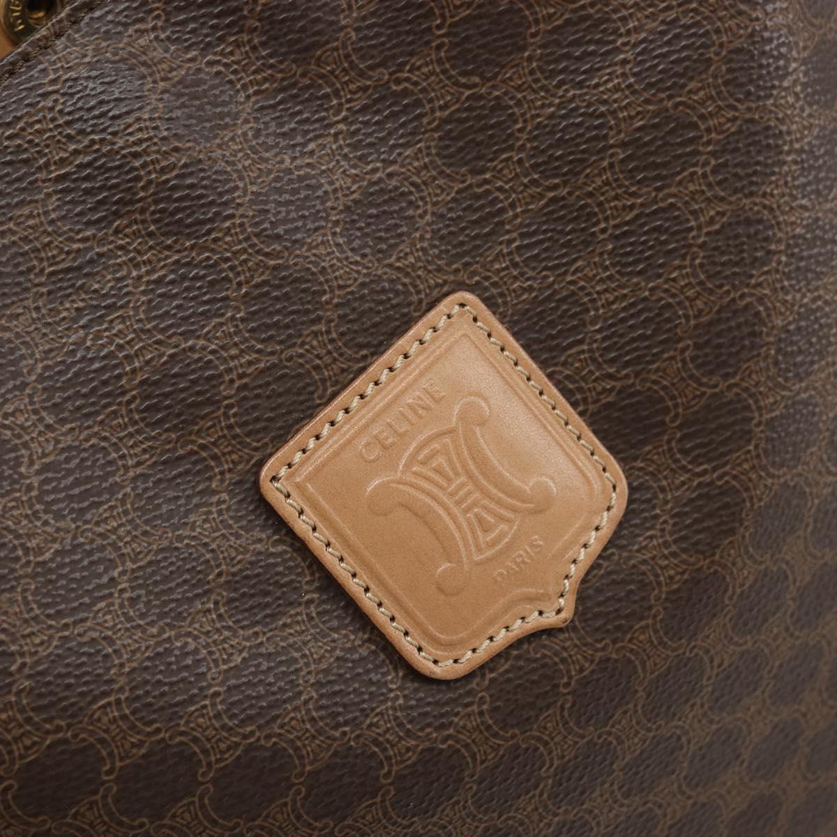 CELINE Macadam Canvas Hand Bag PVC Leather Brown Gold Auth ep13084