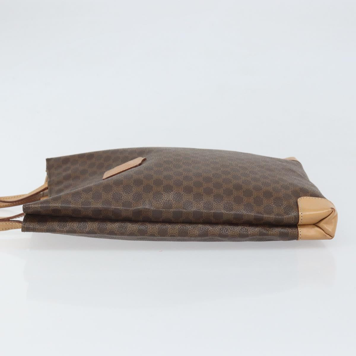 CELINE Macadam Canvas Hand Bag PVC Leather Brown Gold Auth ep13084
