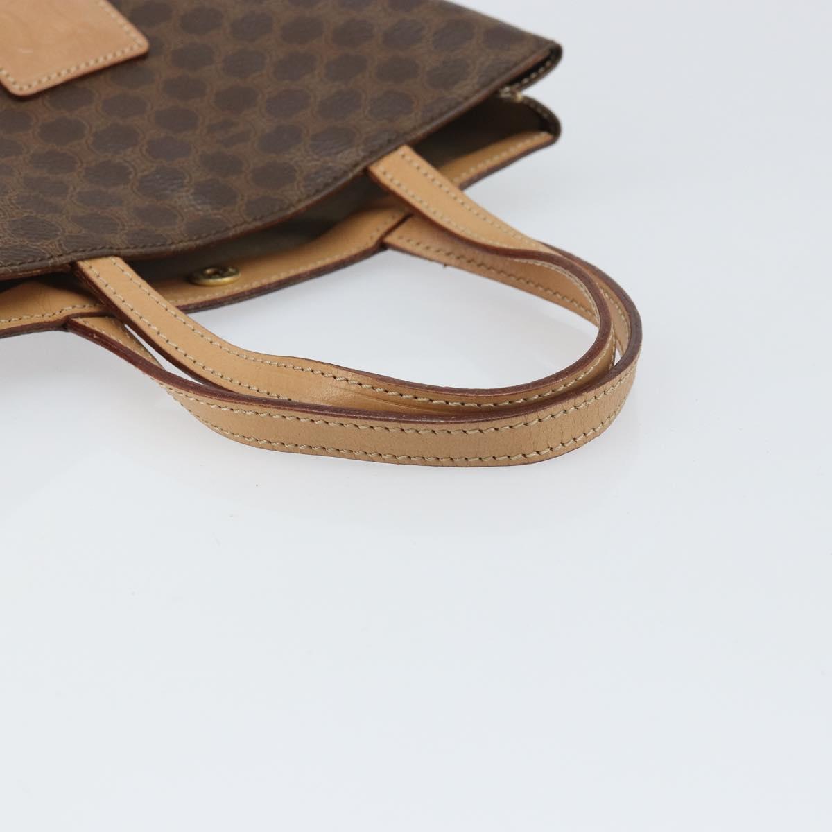 CELINE Macadam Canvas Hand Bag PVC Leather Brown Gold Auth ep13084