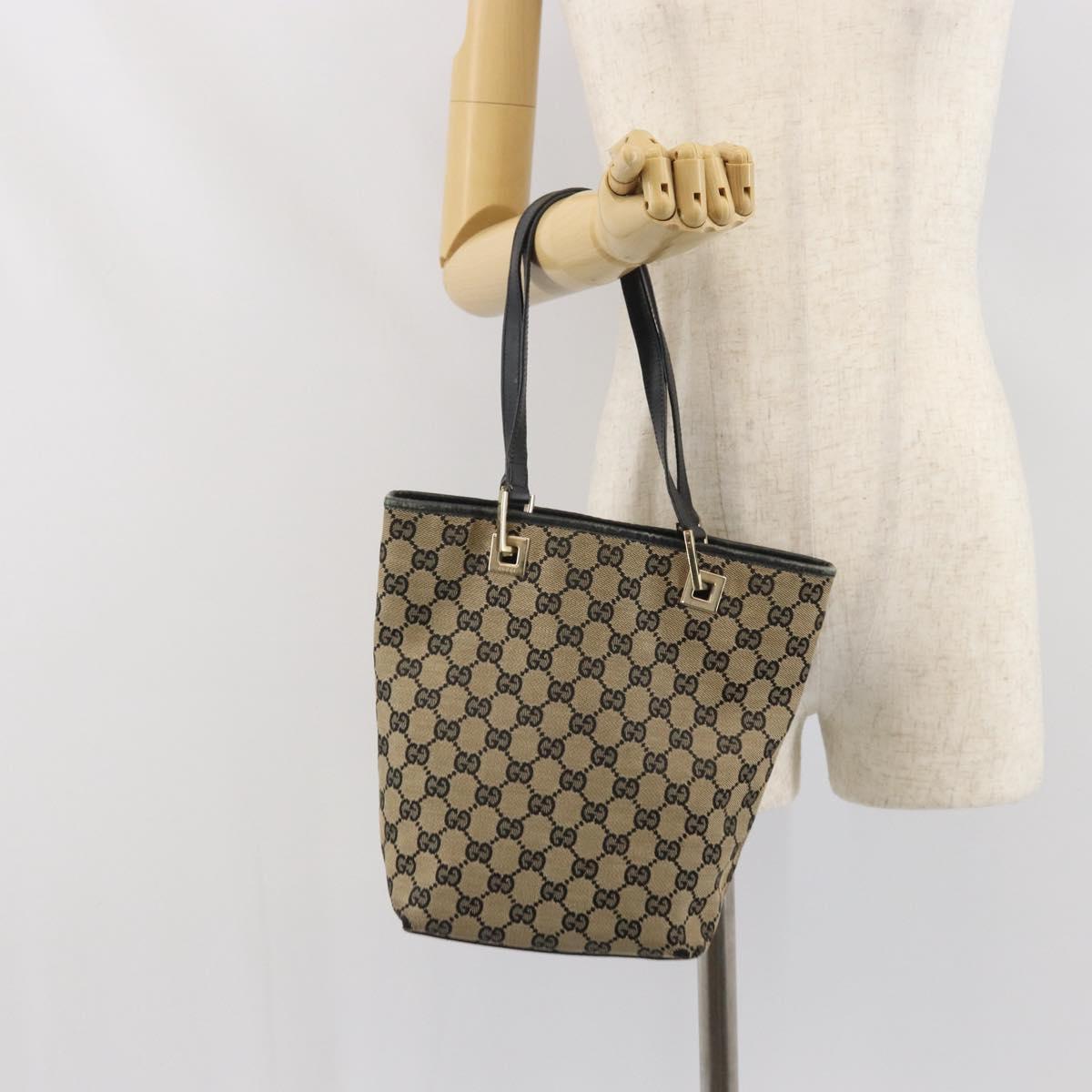 GUCCI GG Canvas Tote Bag Gold Navy 002 1099 2404 Auth ep13085