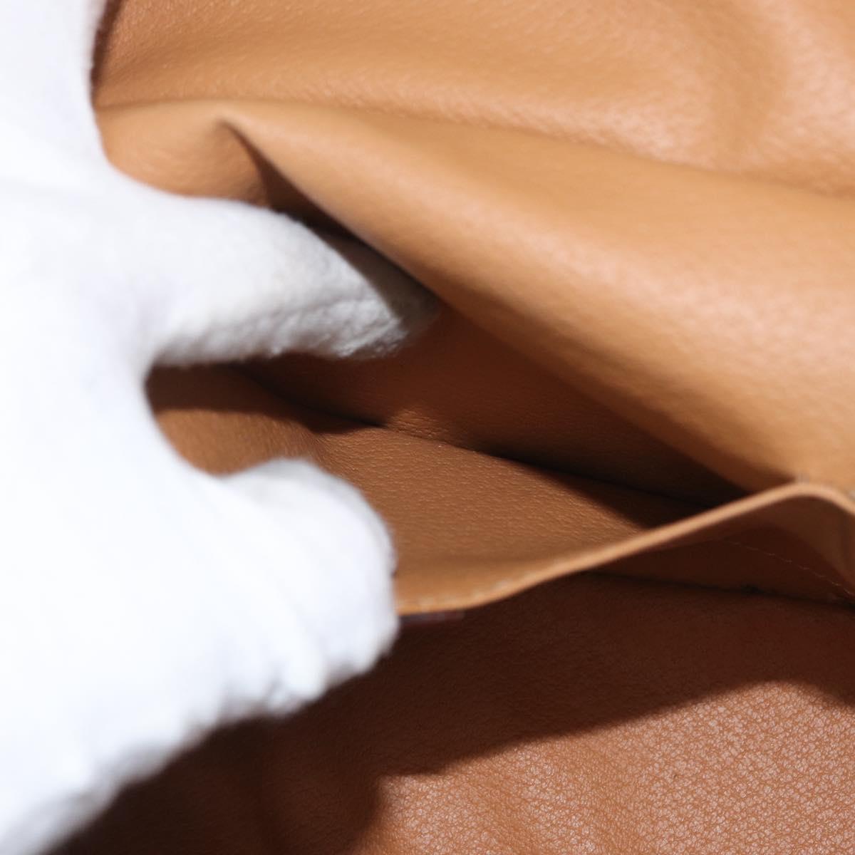 CELINE Macadam Canvas Circle Vanity Bag PVC Leather 2way Brown Gold Auth ep13087