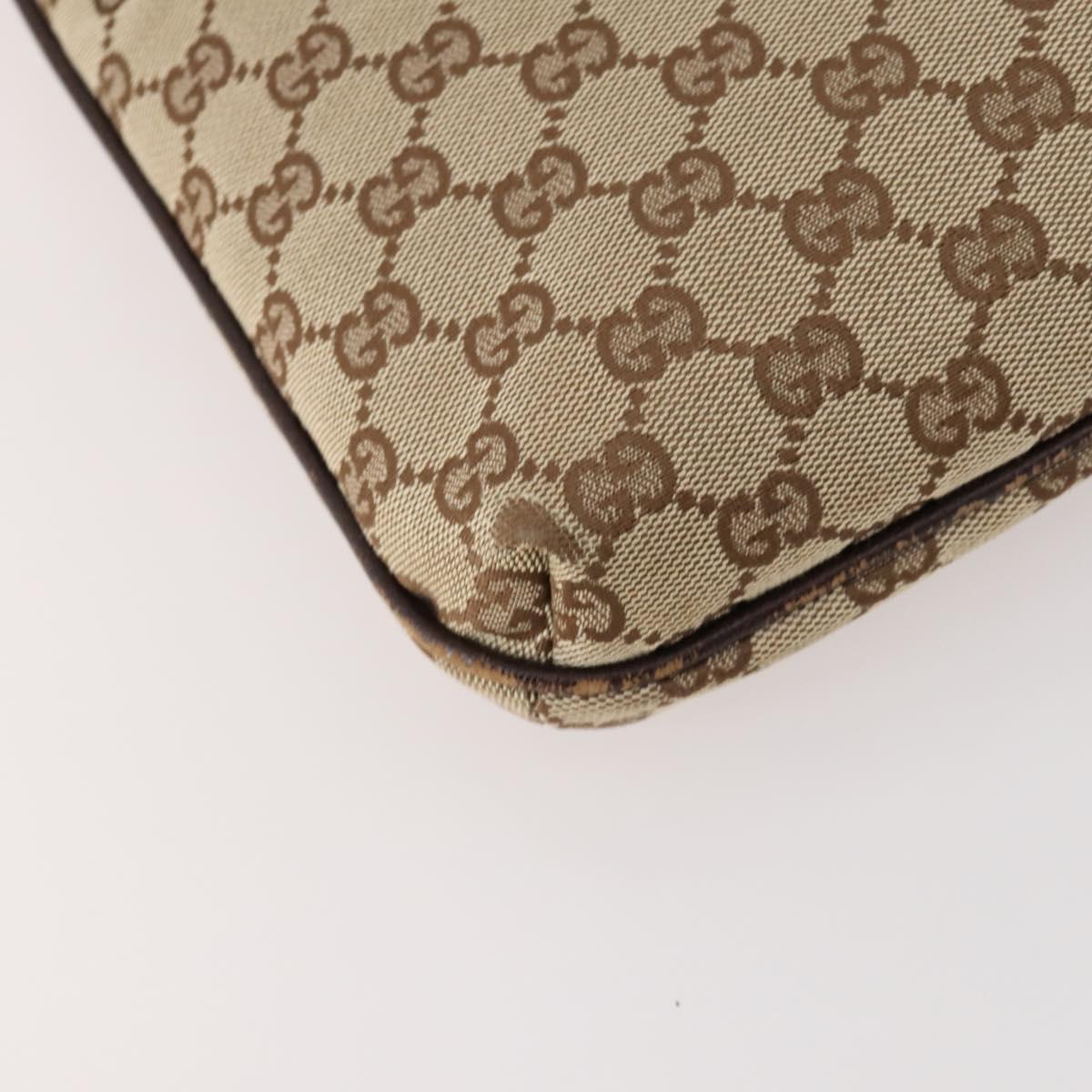 GUCCI GG Canvas Shoulder Bag Beige Silver 122793 Auth ep13100