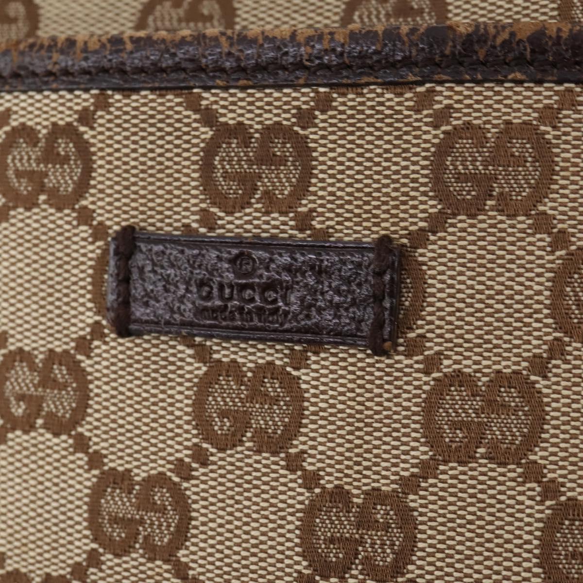 GUCCI GG Canvas Shoulder Bag Beige Silver 122793 Auth ep13100