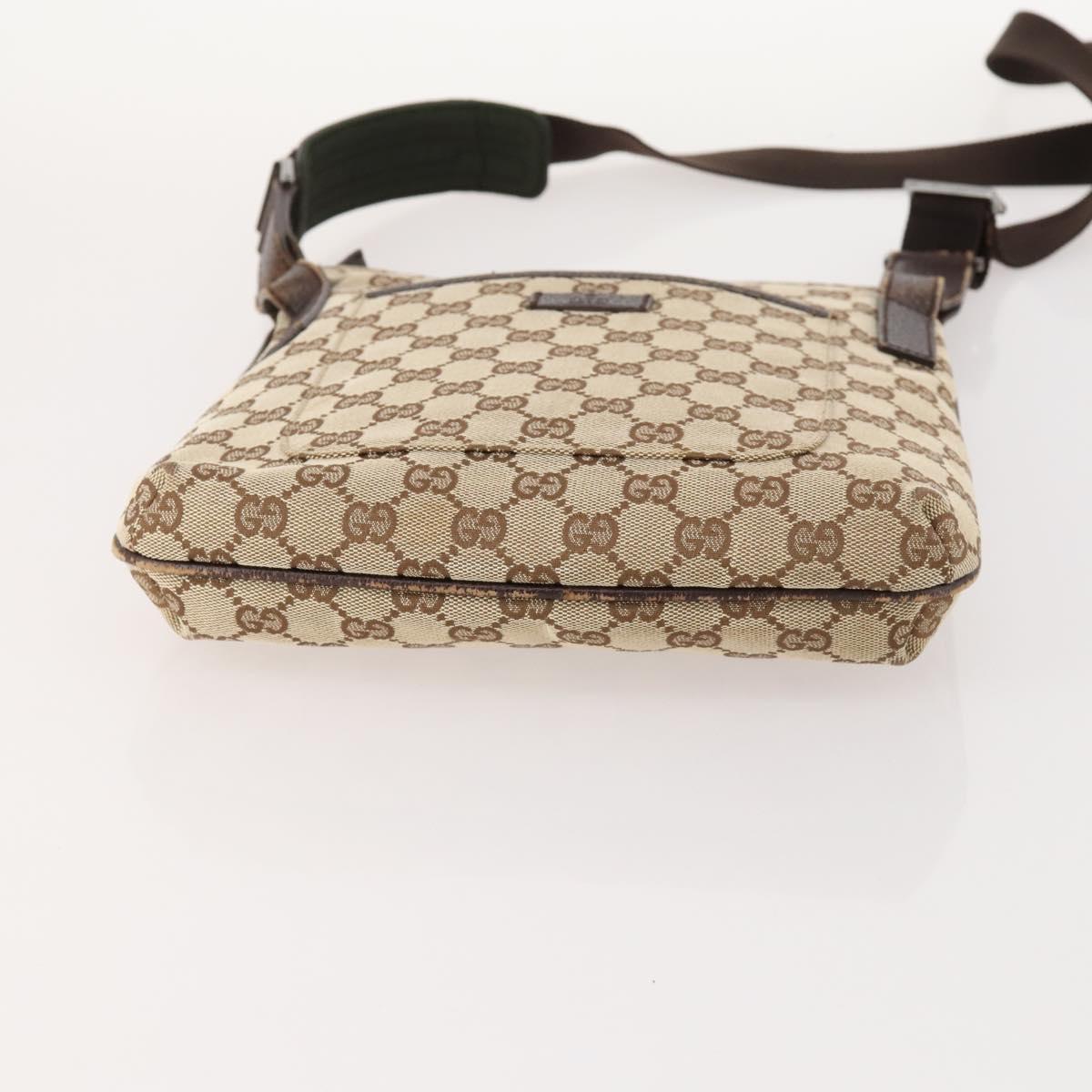 GUCCI GG Canvas Shoulder Bag Beige Silver 122793 Auth ep13100