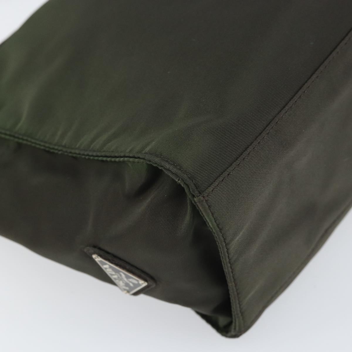 PRADA Shoulder Bag Nylon Khaki Silver Auth ep13101