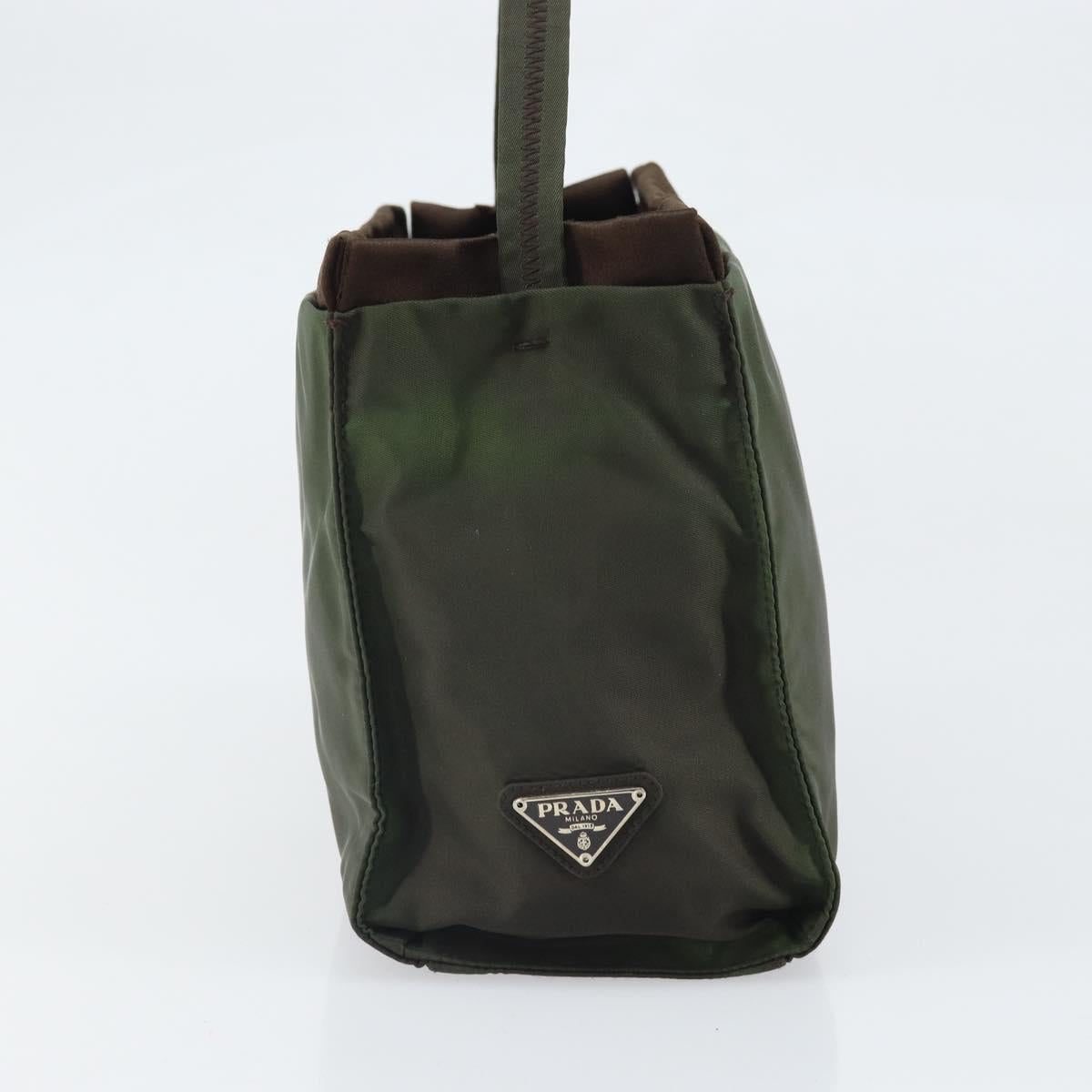 PRADA Shoulder Bag Nylon Khaki Silver Auth ep13101