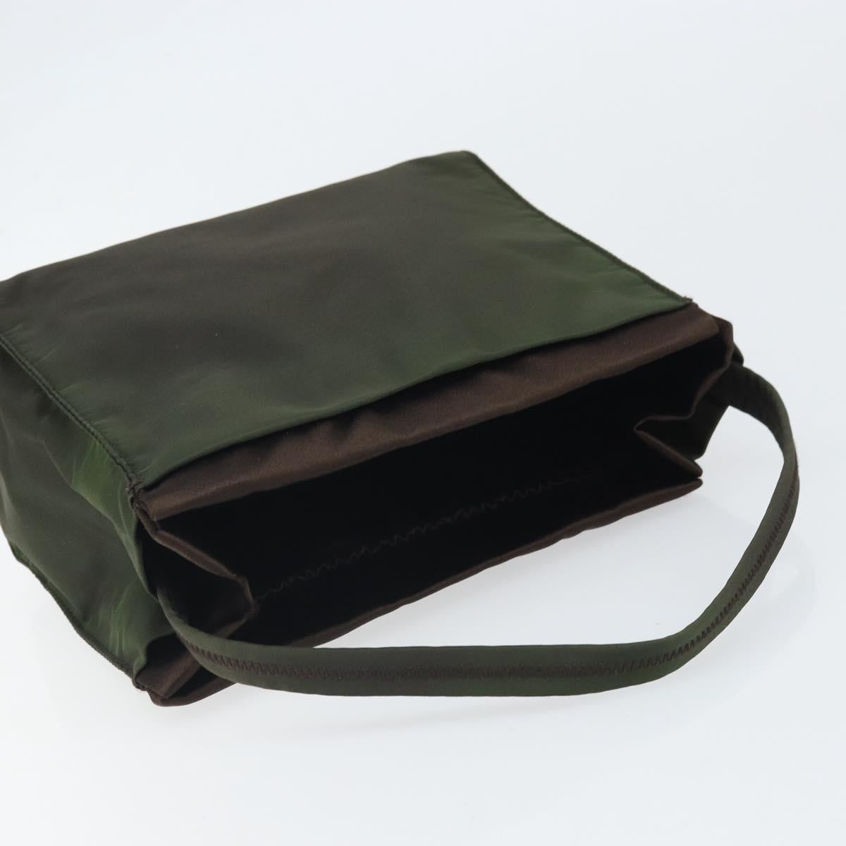 PRADA Shoulder Bag Nylon Khaki Silver Auth ep13101