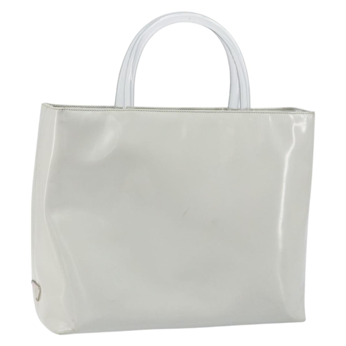 PRADA Hand Bag Patent leather Gray Silver Auth ep13103