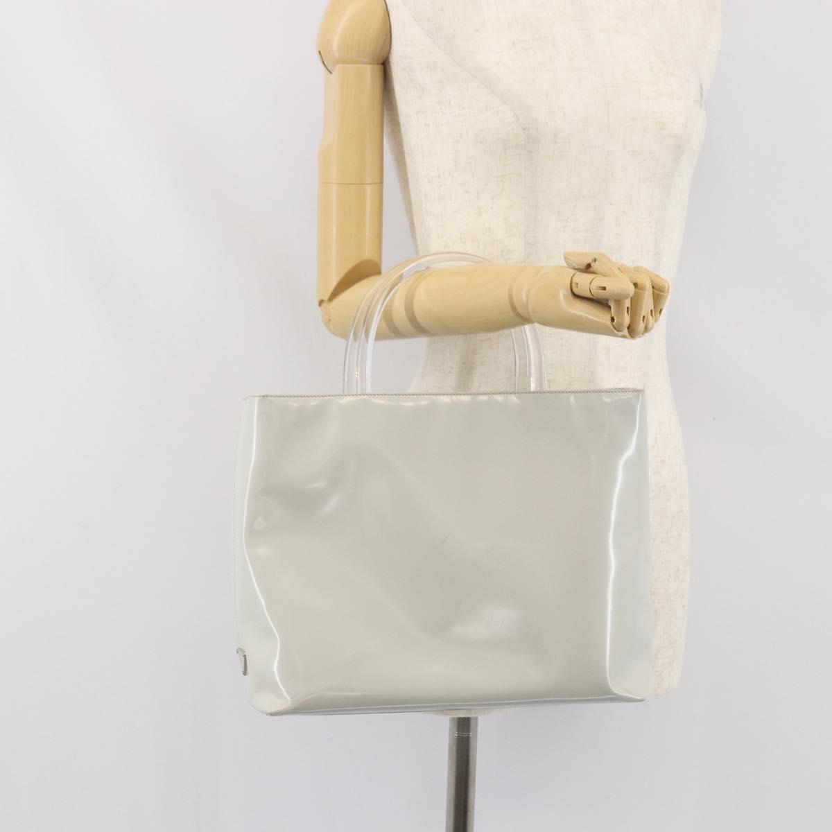 PRADA Hand Bag Patent leather Gray Silver Auth ep13103