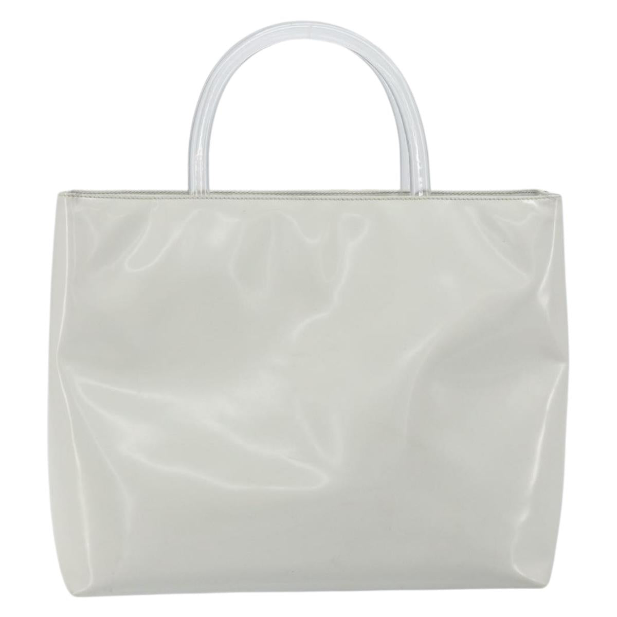 PRADA Hand Bag Patent leather Gray Silver Auth ep13103