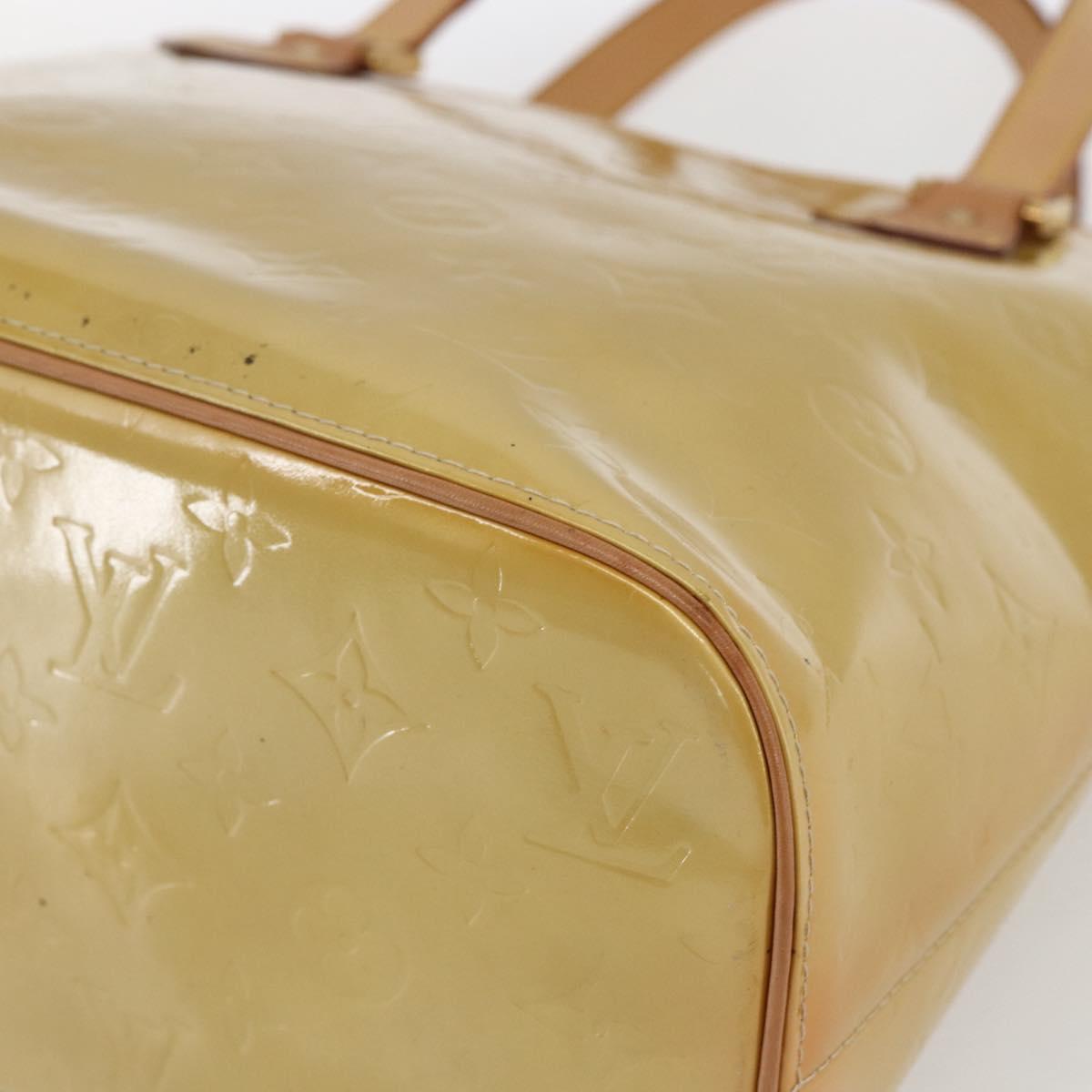 LOUIS VUITTON Monogram Vernis Houston Hand Bag Beige M91004 LV Auth ep13106