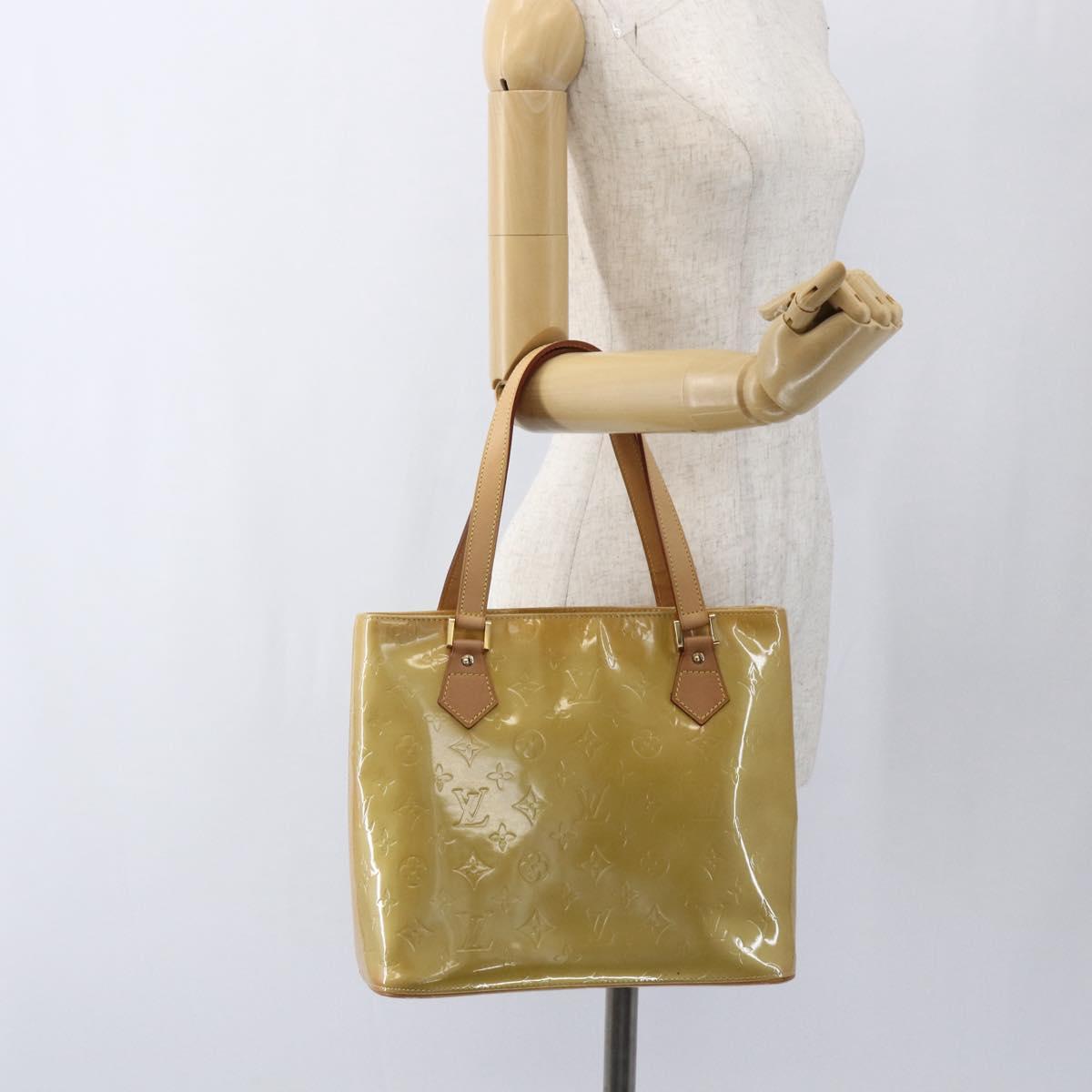 LOUIS VUITTON Monogram Vernis Houston Hand Bag Beige M91004 LV Auth ep13106
