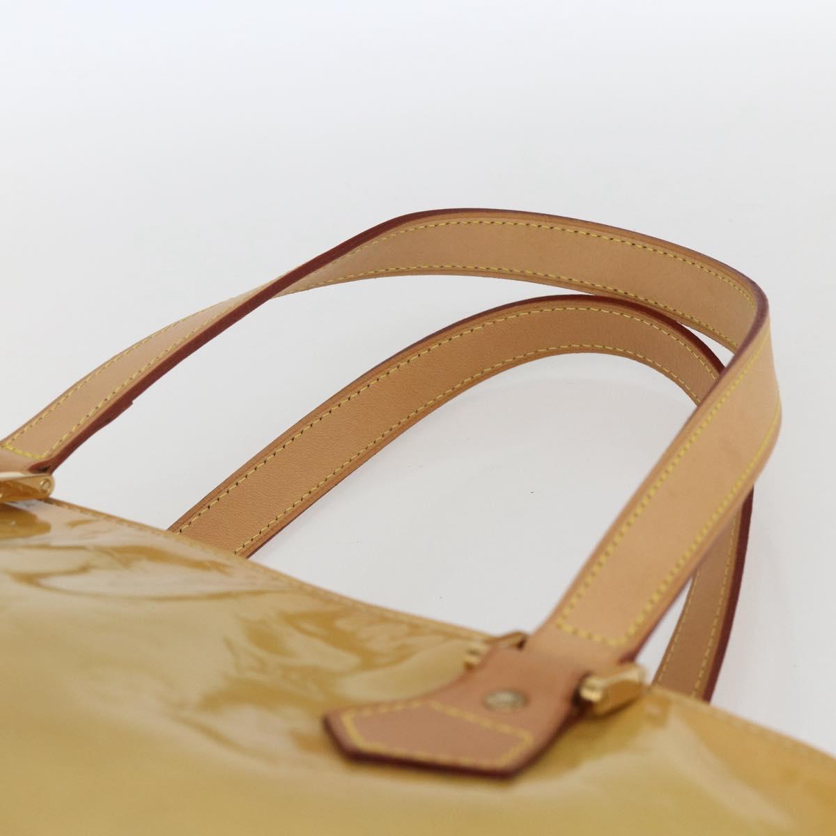 LOUIS VUITTON Monogram Vernis Houston Hand Bag Beige M91004 LV Auth ep13106