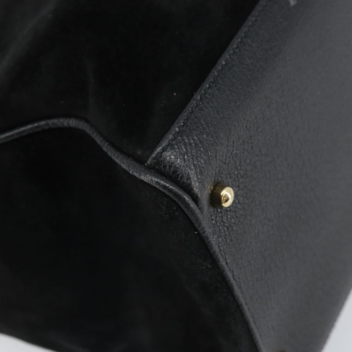 GUCCI Bamboo Tote Bag Suede Leather Black Gold 002 2855 0322 0 Auth ep13109