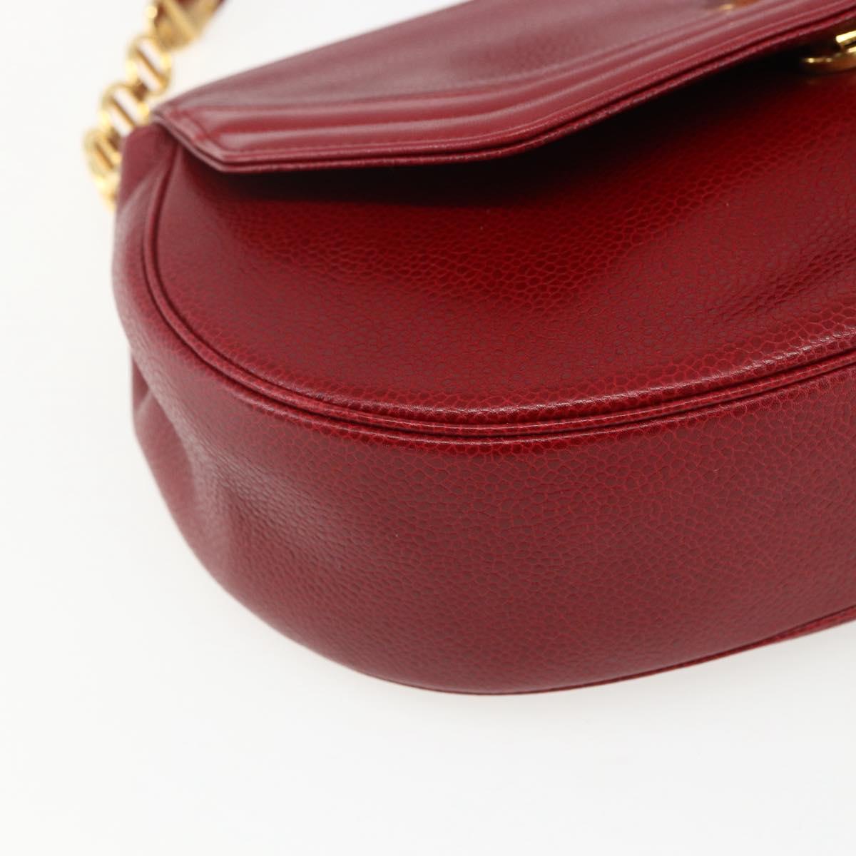 Christian Dior Shoulder Bag Leather Red Gold Auth ep13111