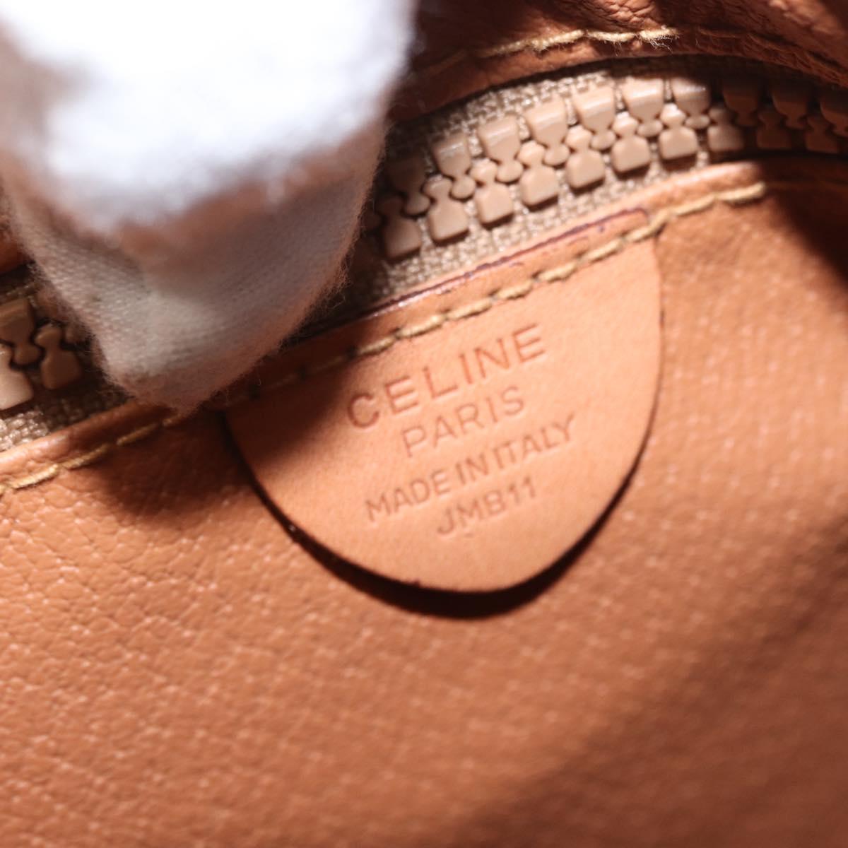 CELINE Macadam Canvas Shoulder Bag PVC Leather Brown Gold Auth ep13120