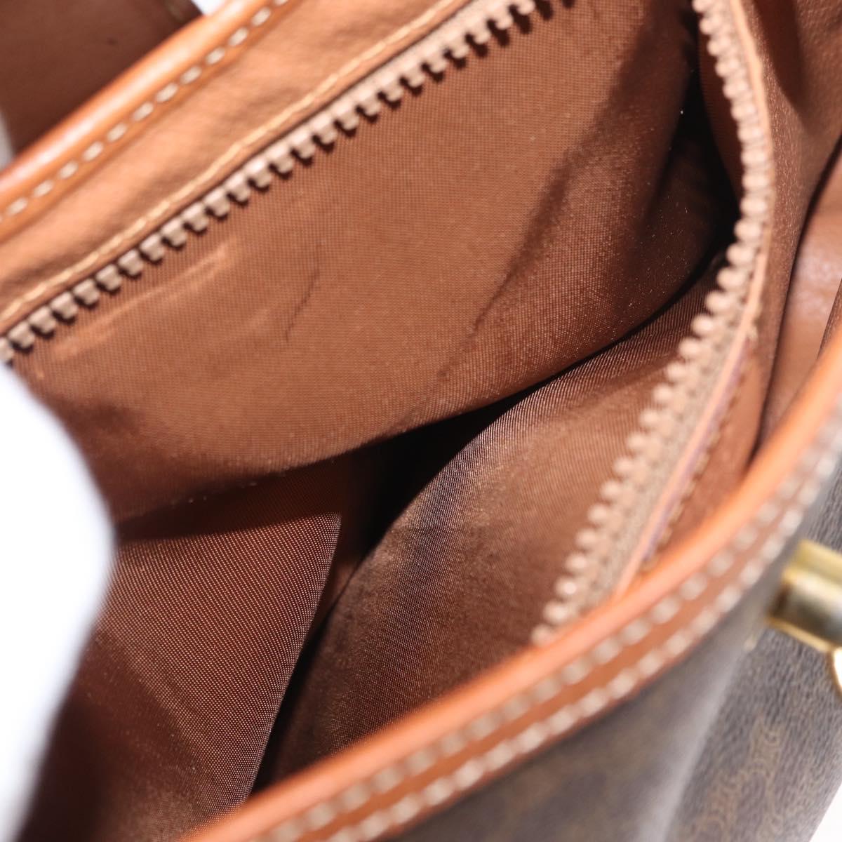 CELINE Macadam Canvas Shoulder Bag PVC Leather Brown Gold Auth ep13120