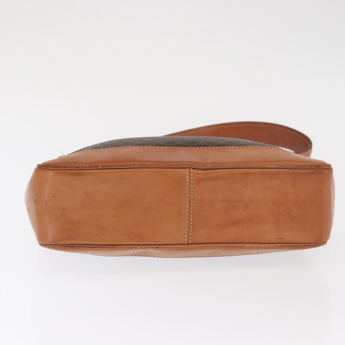 CELINE Macadam Canvas Shoulder Bag PVC Leather Brown Gold Auth ep13120