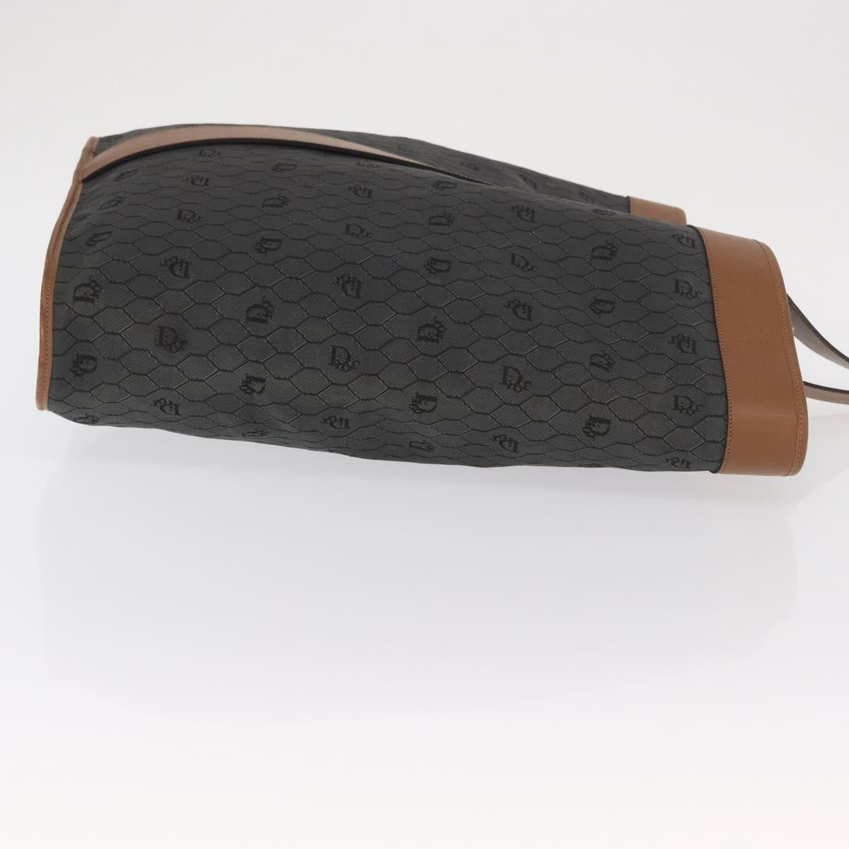 Christian Dior Honeycomb Canvas Tote Bag PVC Black Gold Auth ep13121