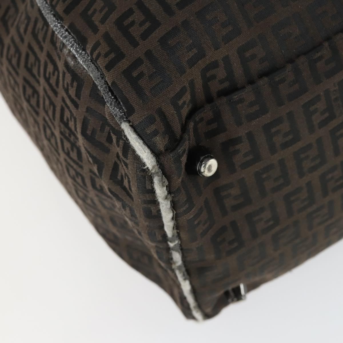 FENDI Zucchino Canvas Boston Bag Black Brown Auth ep13122
