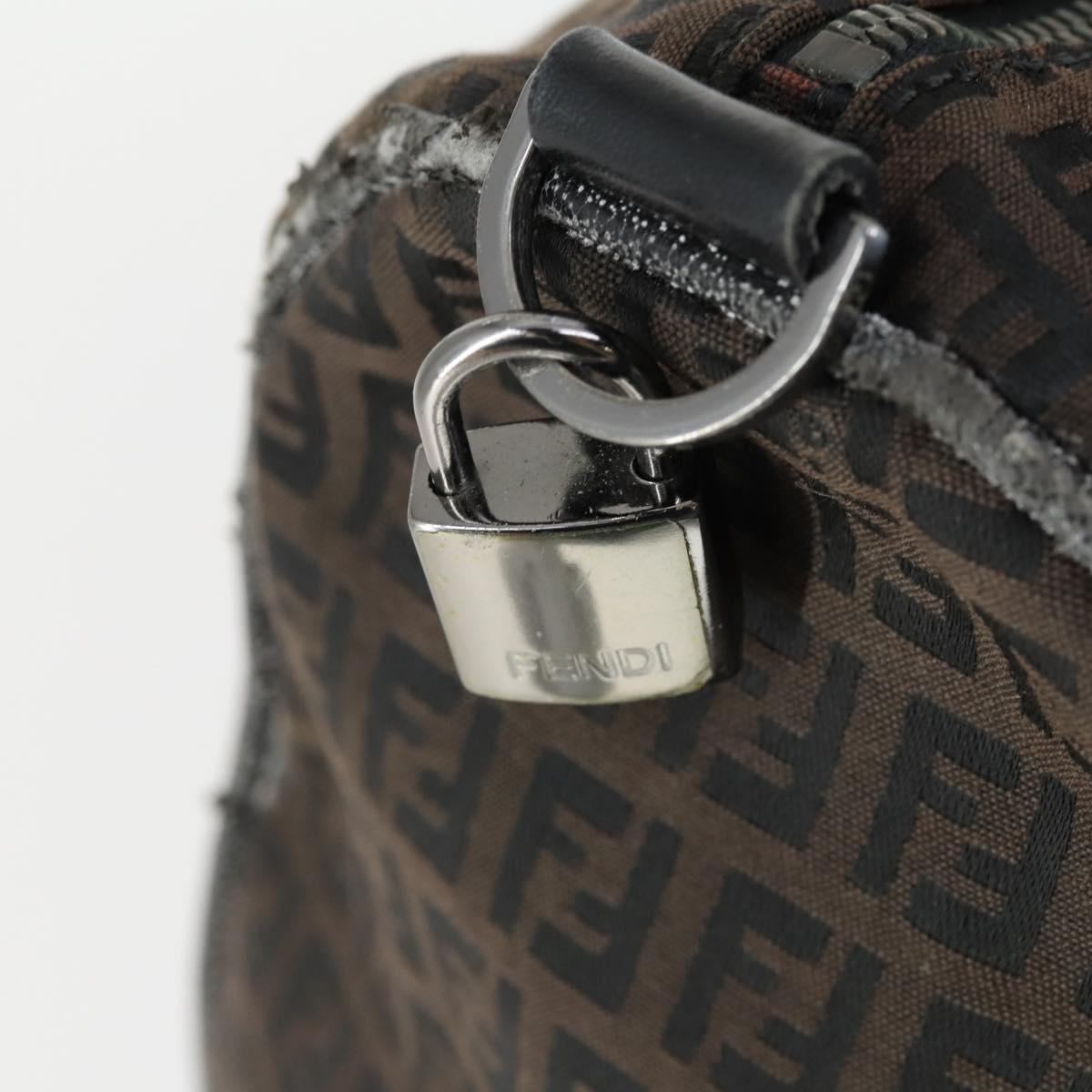 FENDI Zucchino Canvas Boston Bag Black Brown Auth ep13122