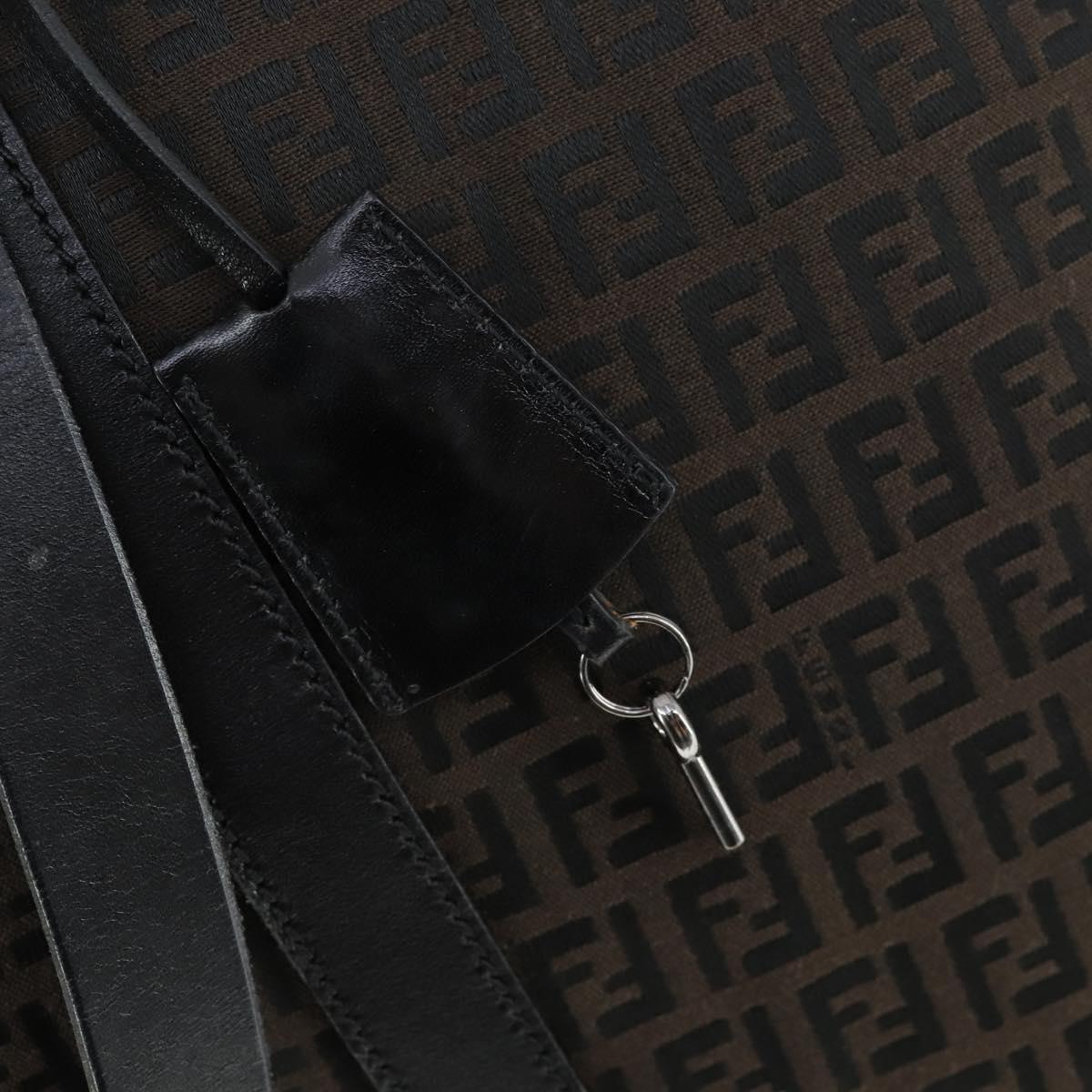 FENDI Zucchino Canvas Boston Bag Black Brown Auth ep13122