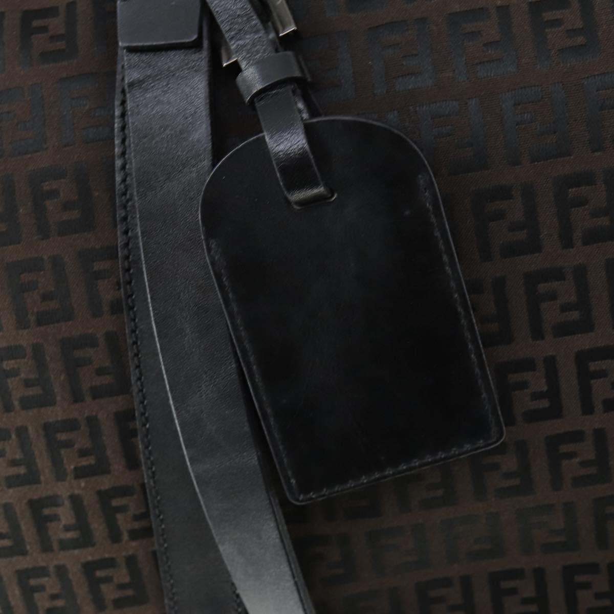 FENDI Zucchino Canvas Boston Bag Black Brown Auth ep13122