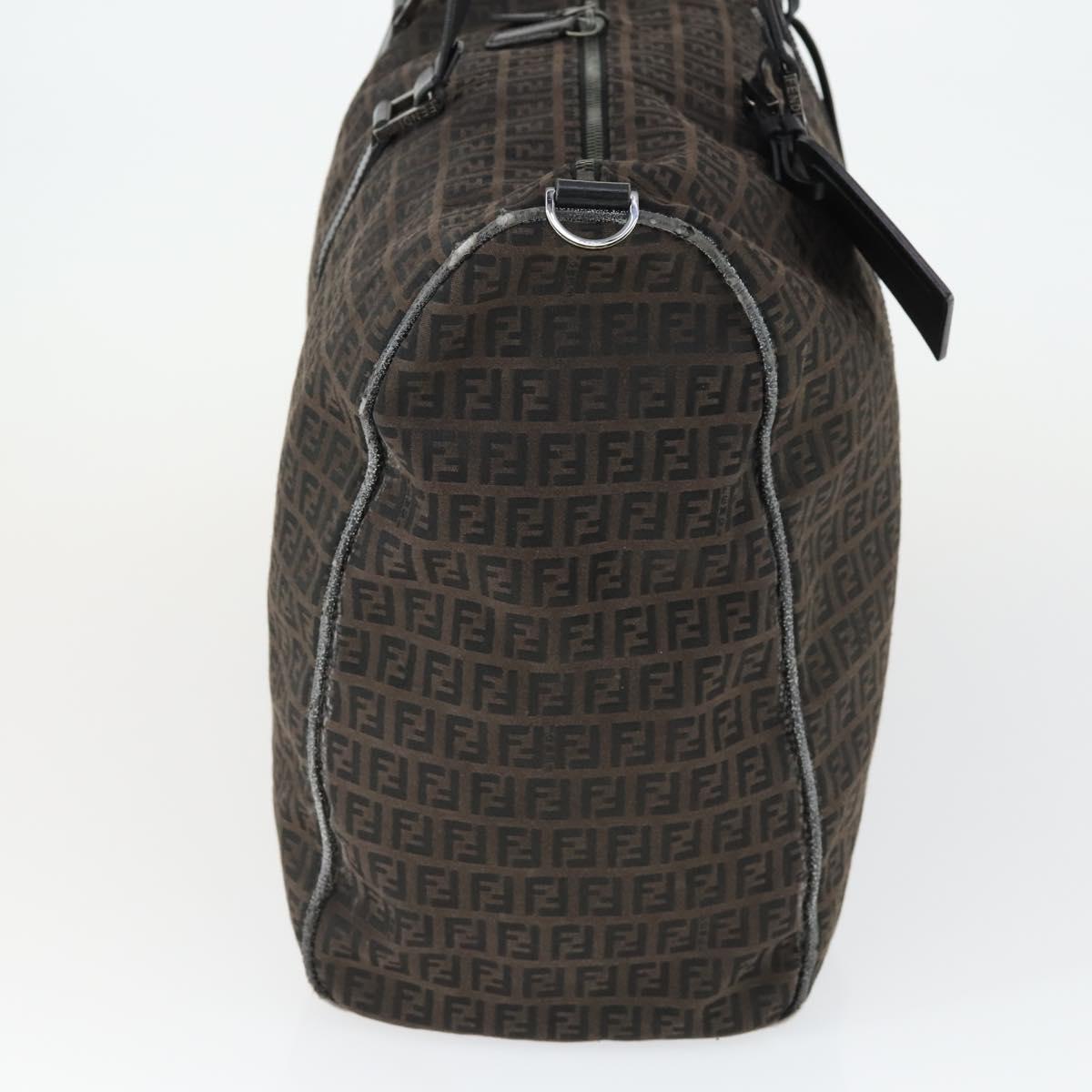 FENDI Zucchino Canvas Boston Bag Black Brown Auth ep13122