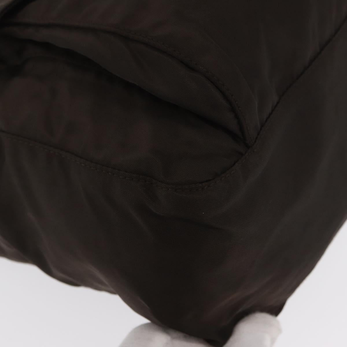 PRADA Shoulder Bag Nylon Brown Silver Auth ep13123