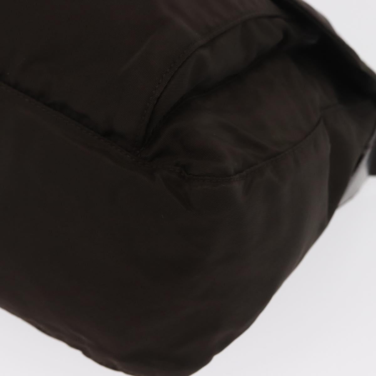PRADA Shoulder Bag Nylon Brown Silver Auth ep13123