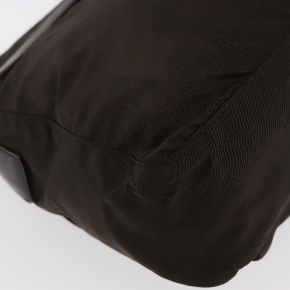 PRADA Shoulder Bag Nylon Brown Silver Auth ep13123