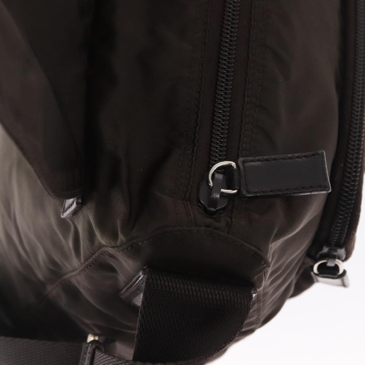 PRADA Shoulder Bag Nylon Brown Silver Auth ep13123