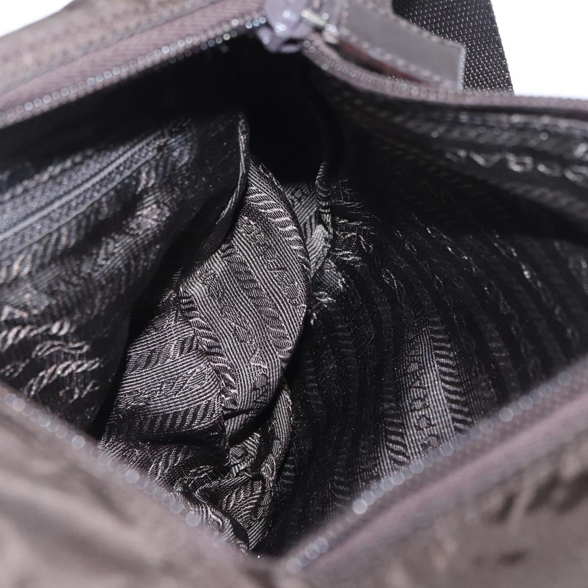 PRADA Shoulder Bag Nylon Brown Silver Auth ep13123
