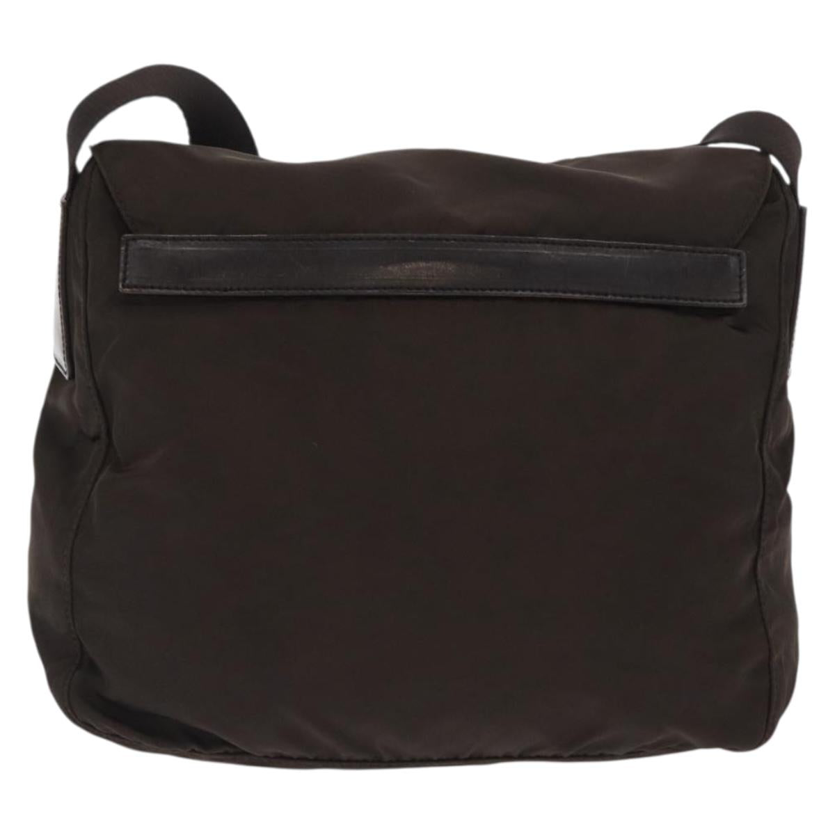 PRADA Shoulder Bag Nylon Brown Silver Auth ep13123