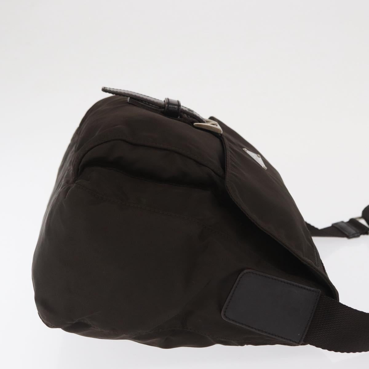 PRADA Shoulder Bag Nylon Brown Silver Auth ep13123