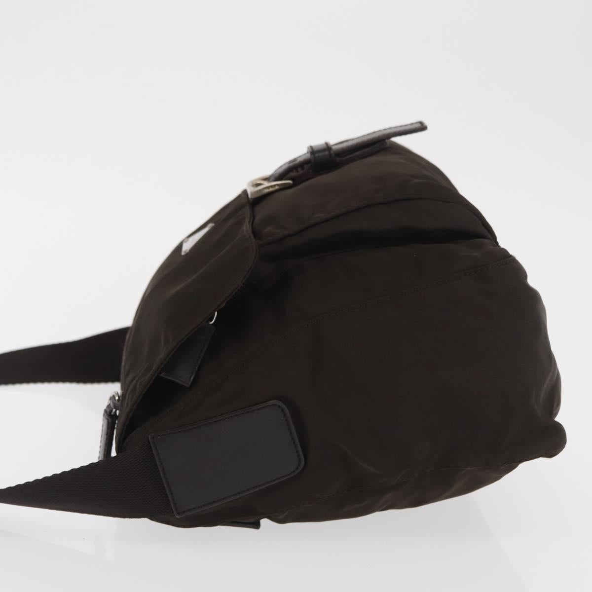 PRADA Shoulder Bag Nylon Brown Silver Auth ep13123