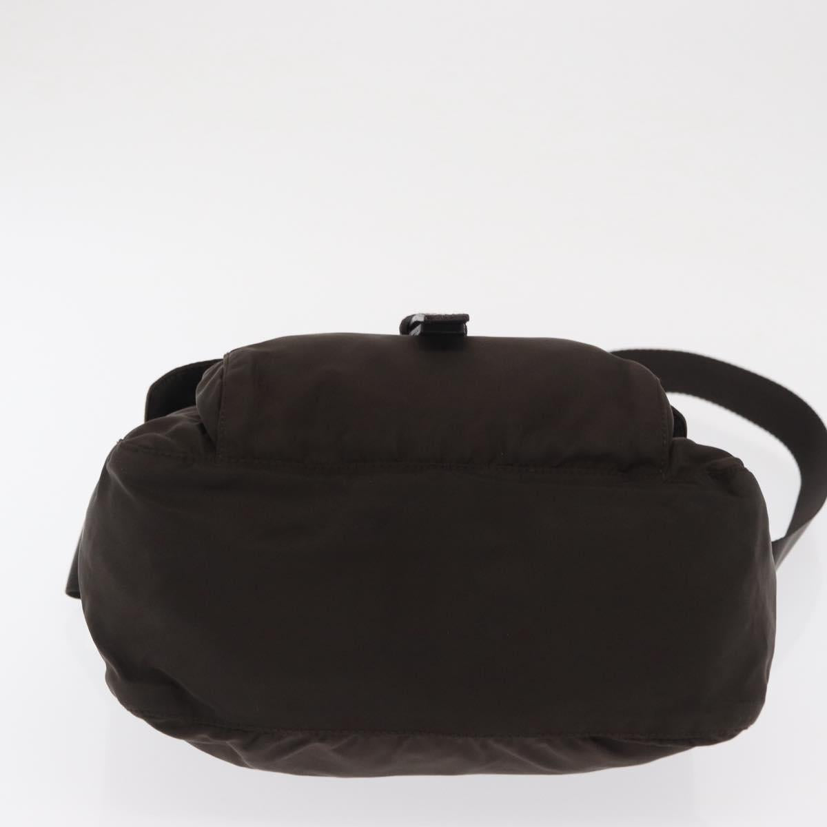 PRADA Shoulder Bag Nylon Brown Silver Auth ep13123