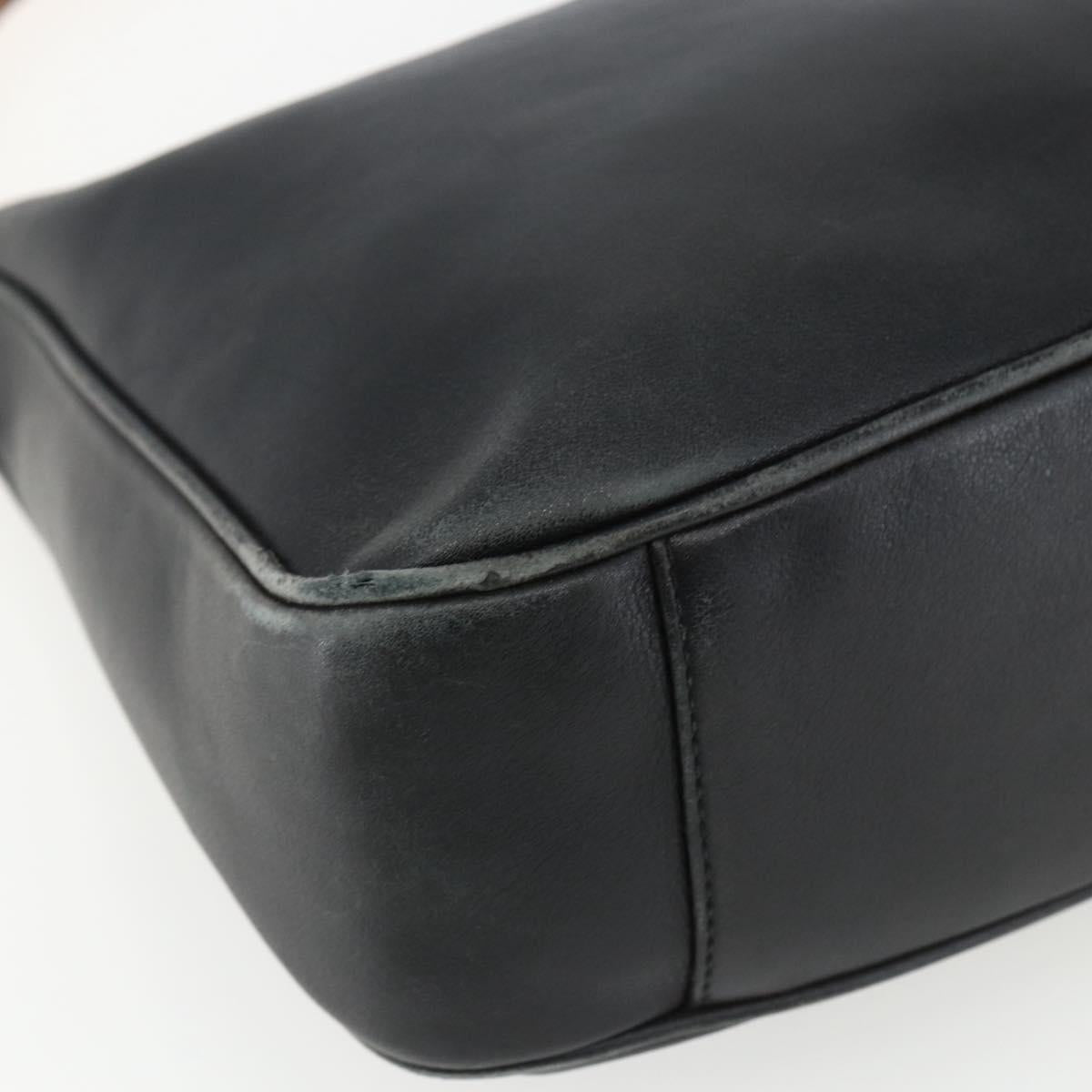 GUCCI Bamboo Hand Bag Leather Black Gold 001 1014 1638 Auth ep13124