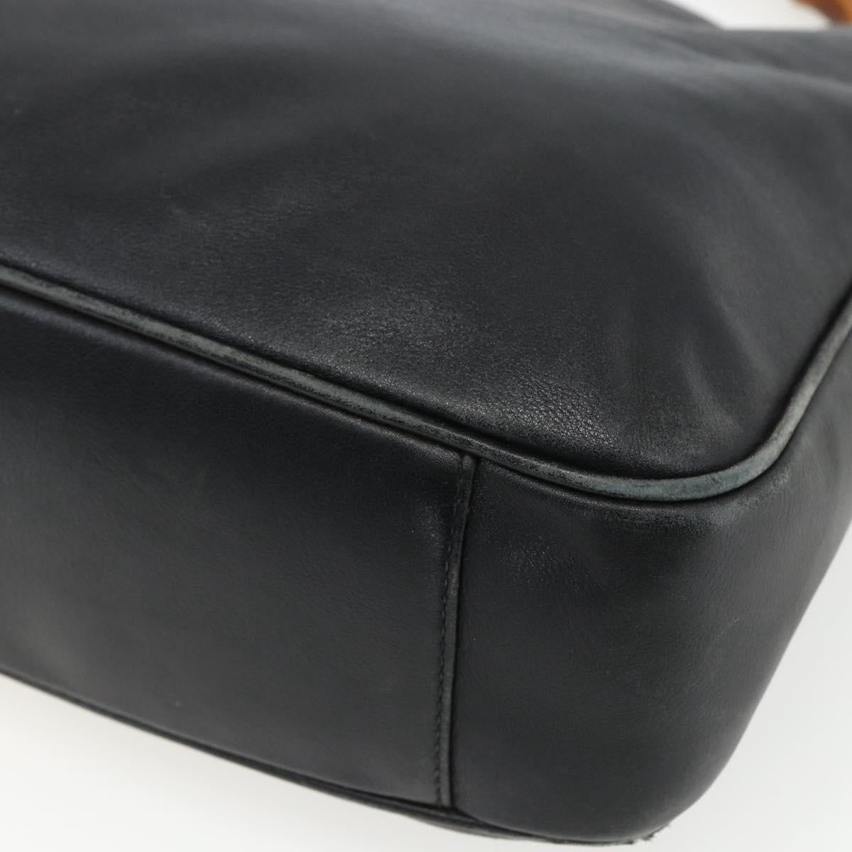 GUCCI Bamboo Hand Bag Leather Black Gold 001 1014 1638 Auth ep13124