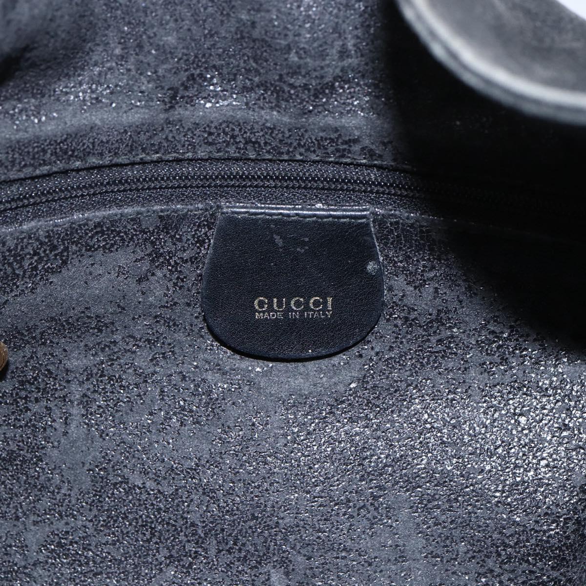 GUCCI Bamboo Hand Bag Leather Black Gold 001 1014 1638 Auth ep13124