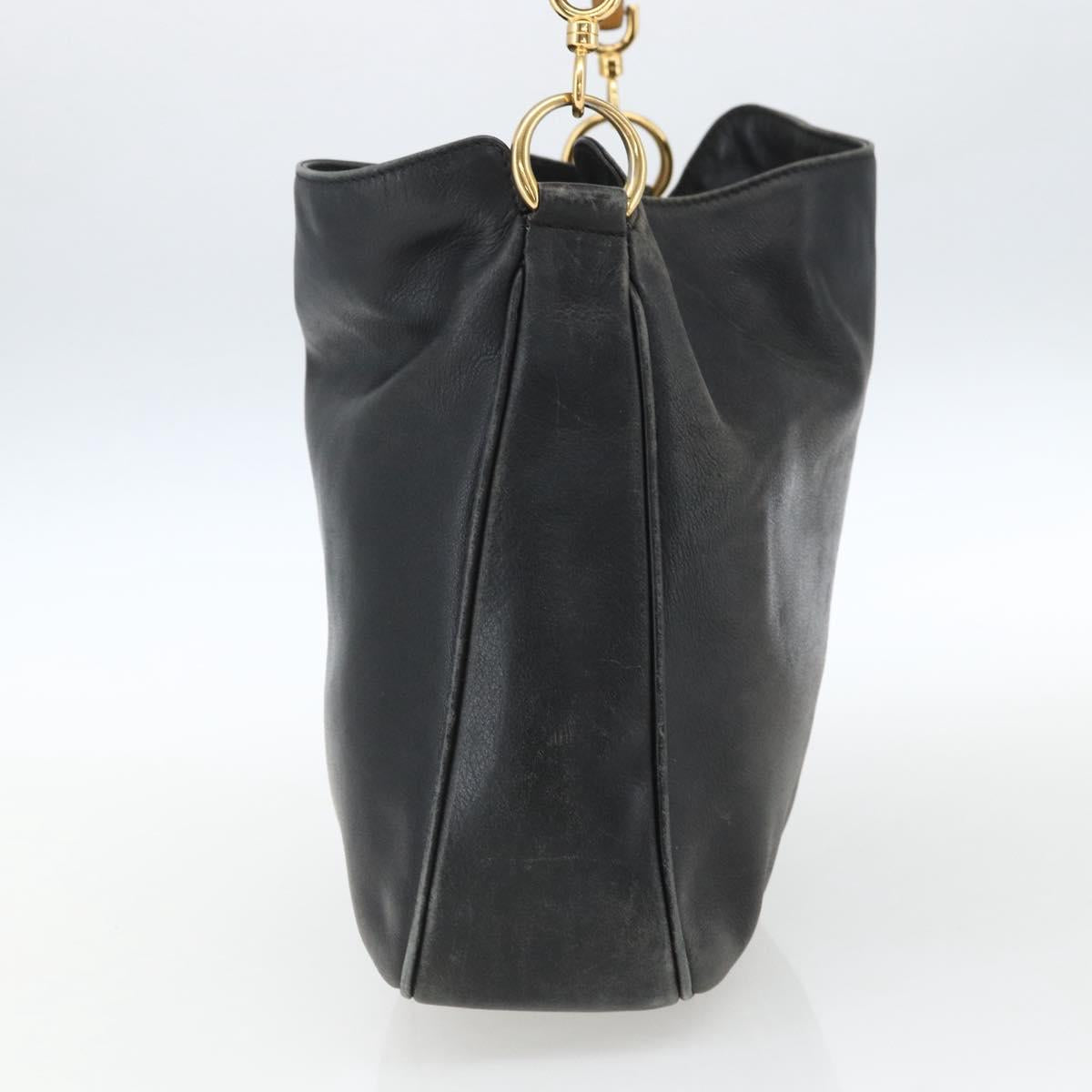 GUCCI Bamboo Hand Bag Leather Black Gold 001 1014 1638 Auth ep13124