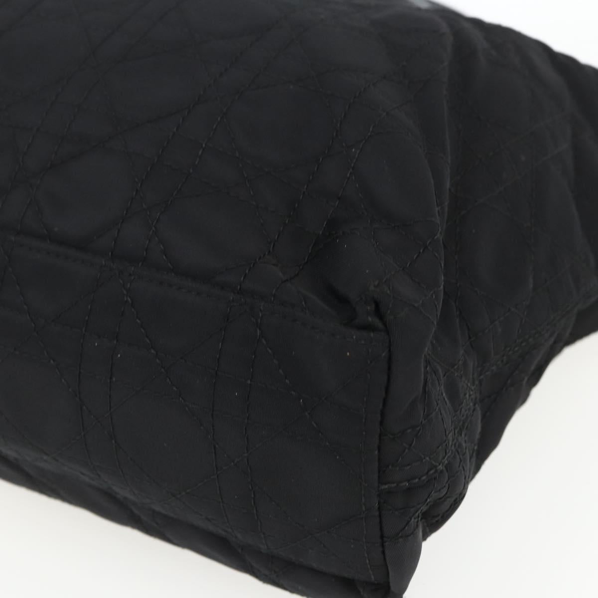 Christian Dior Lady Dior Hand Bag Nylon Black Silver Auth ep13131