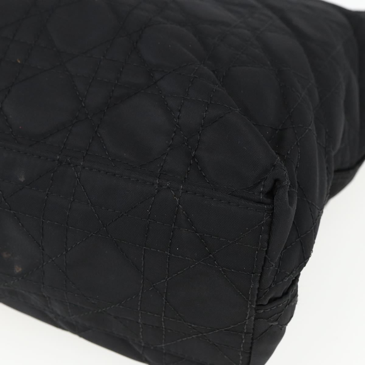 Christian Dior Lady Dior Hand Bag Nylon Black Silver Auth ep13131