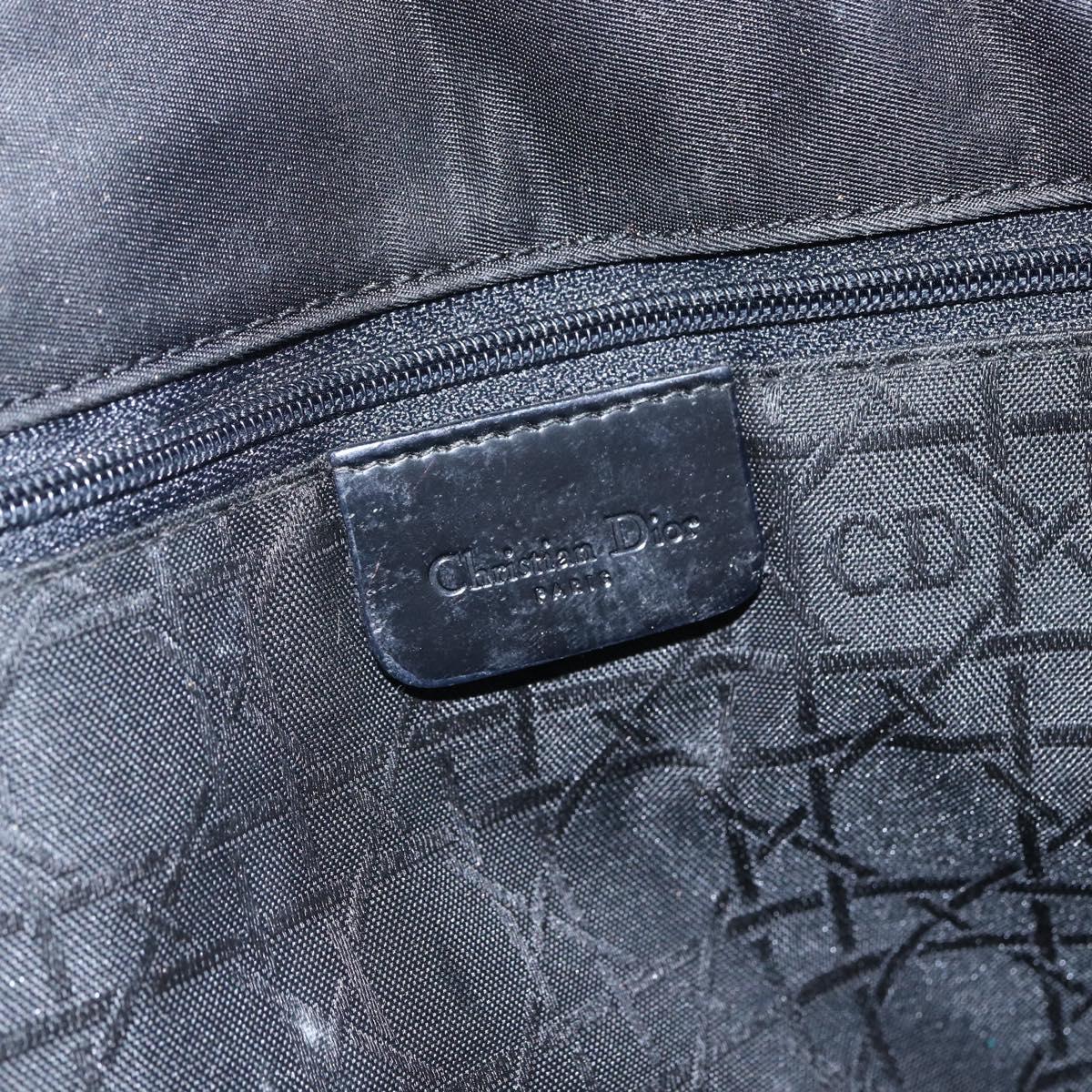 Christian Dior Lady Dior Hand Bag Nylon Black Silver Auth ep13131