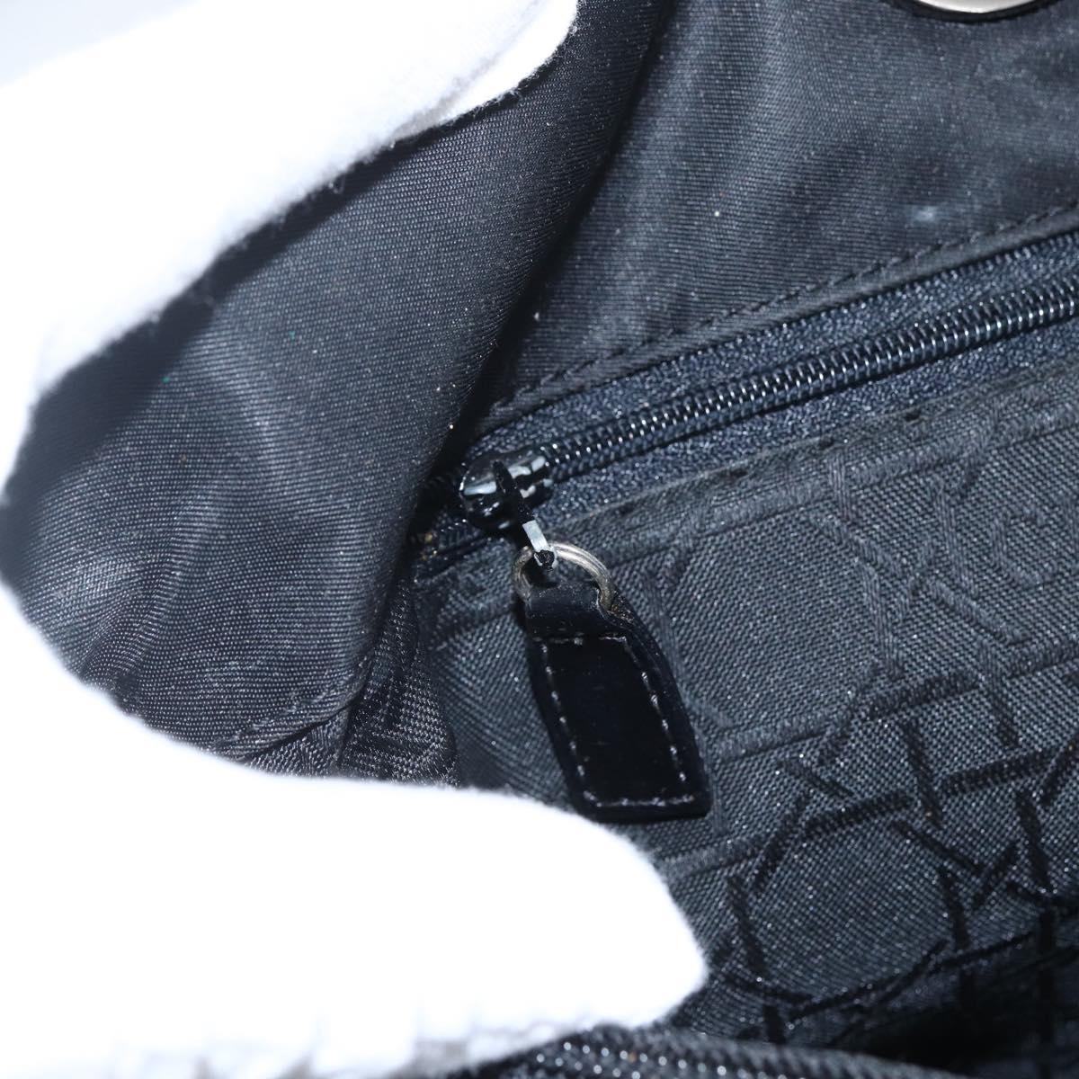 Christian Dior Lady Dior Hand Bag Nylon Black Silver Auth ep13131