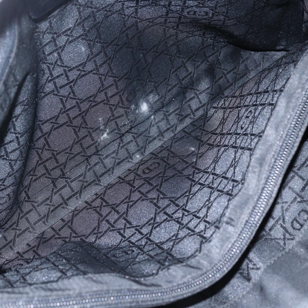 Christian Dior Lady Dior Hand Bag Nylon Black Silver Auth ep13131