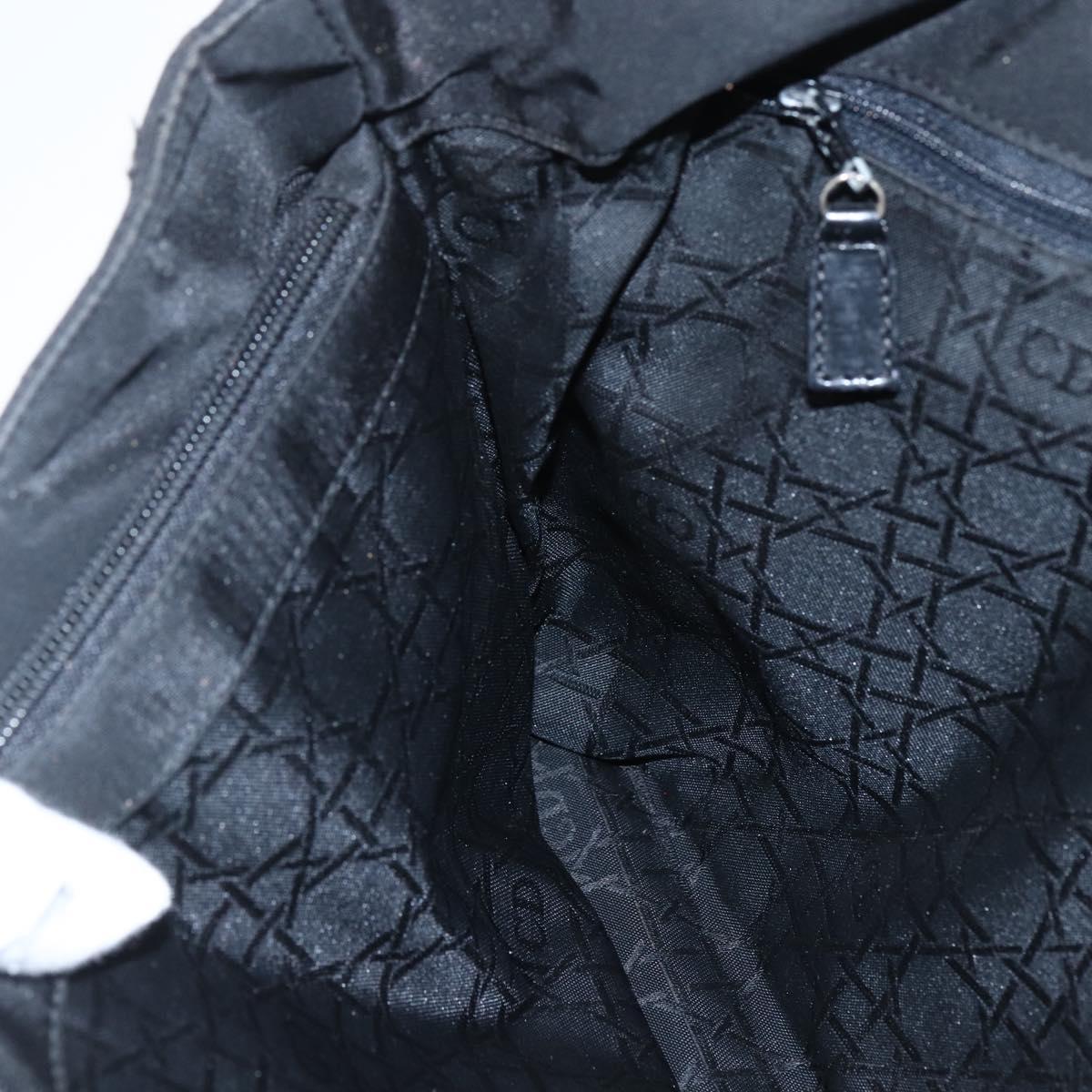 Christian Dior Lady Dior Hand Bag Nylon Black Silver Auth ep13131