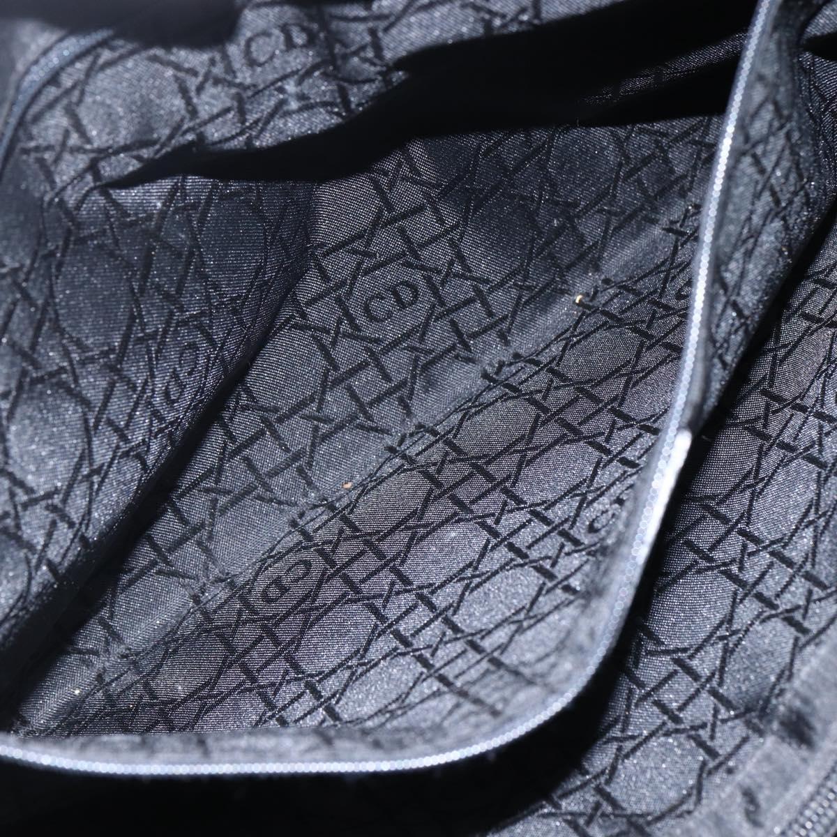 Christian Dior Lady Dior Hand Bag Nylon Black Silver Auth ep13131