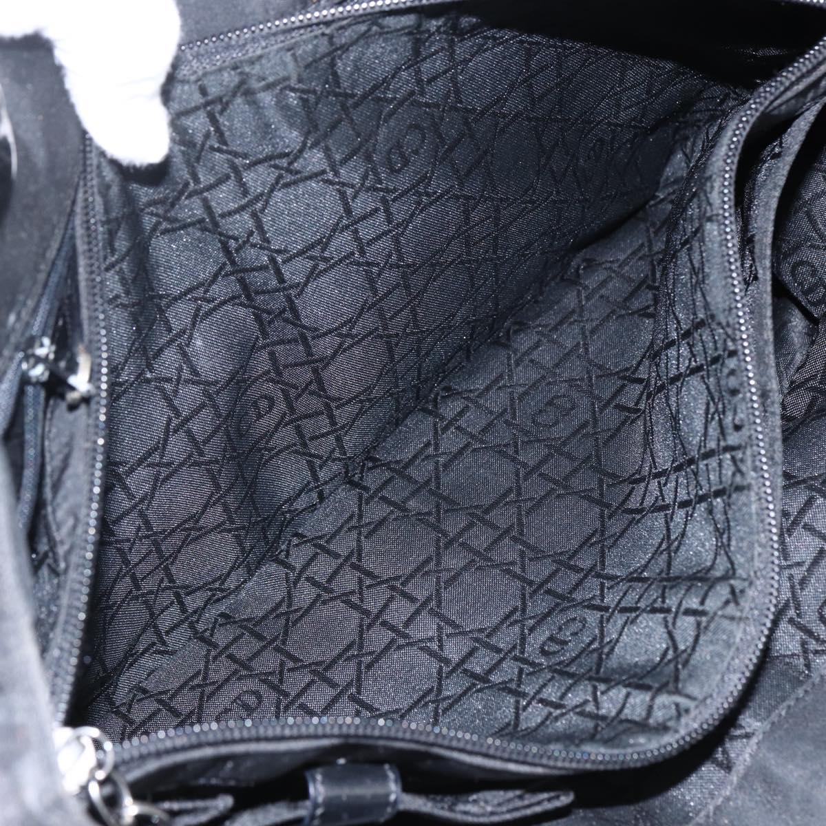 Christian Dior Lady Dior Hand Bag Nylon Black Silver Auth ep13131